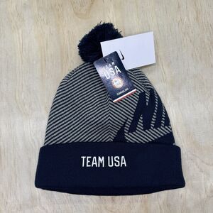 NEW Team USA Nike Futura Cuffed Knit Hat with Pom Blue Gray Beanie